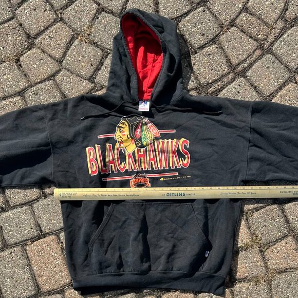 Vintage 92 Chicago Blackhawks Hoodie Sz L Bulletin Athletics Footlocker - Picture 5 of 11
